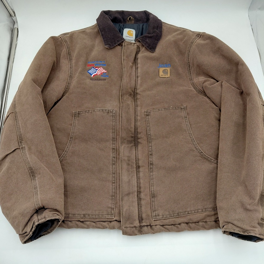 Carhartt J22 CHT S Arctic Jacket Chestnut Brown USA 2004 Work Chore Logo Y2K